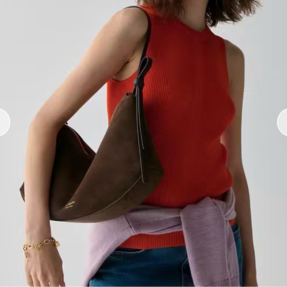 Kate Spade Large Loop Shoulder Bag Brown Suede Hot Chocolate - Picture 2 of 9